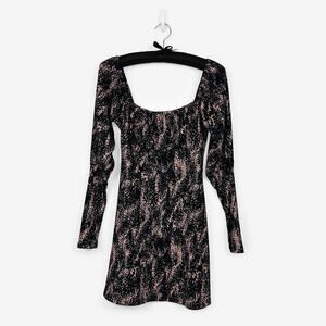 Topshop Spotted Crinkle Mini Dress Size 8 Black Pink Party Edgy Glam Soft Grunge